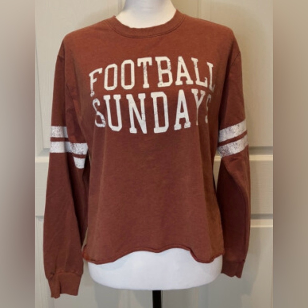 Womens Long Sleeve Football Sunday Top Red Modern Lux L Game Day Fan Sporty